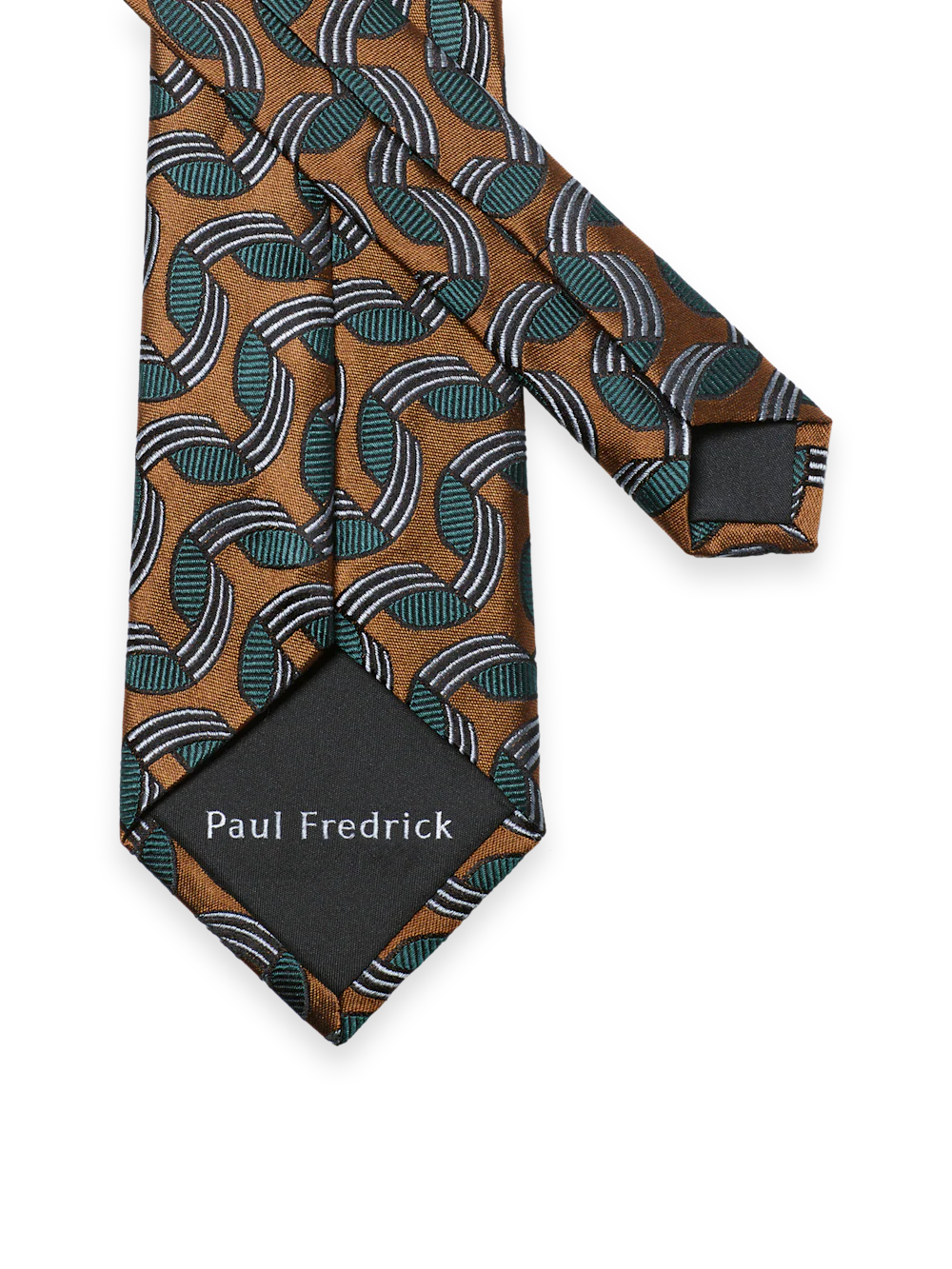 Abstract Woven Silk Tie - Brown/green - Image 3