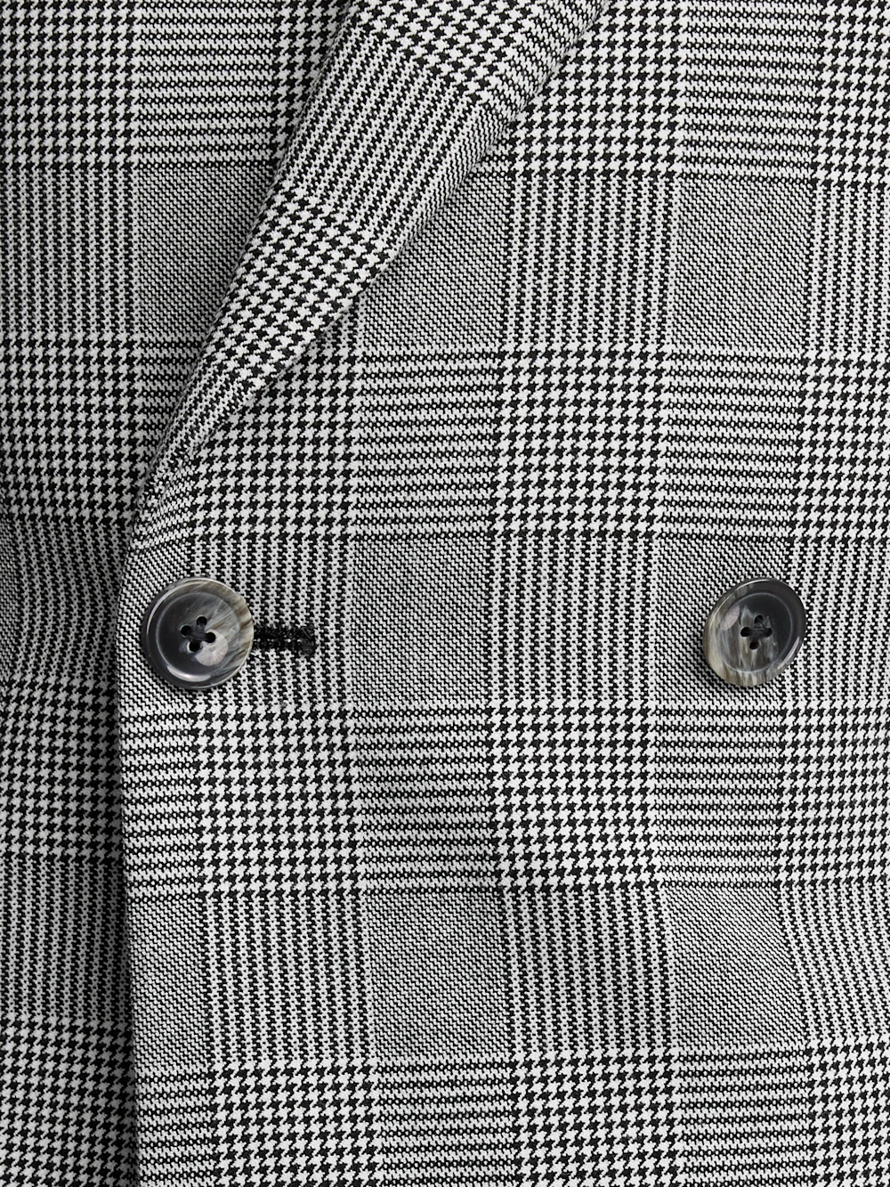 Black/White Plaid Houndstooth Double Breasted Peak Lapel Suit - Black/white - Image 5
