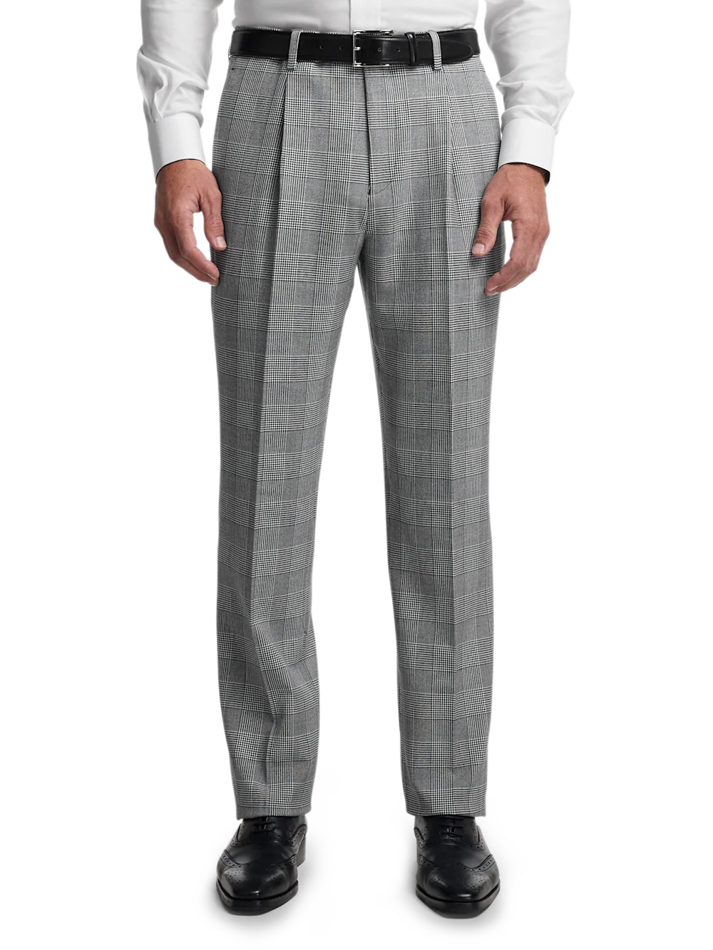 Black/White Plaid Houndstooth Double Breasted Peak Lapel Suit - Black/white - Image 8