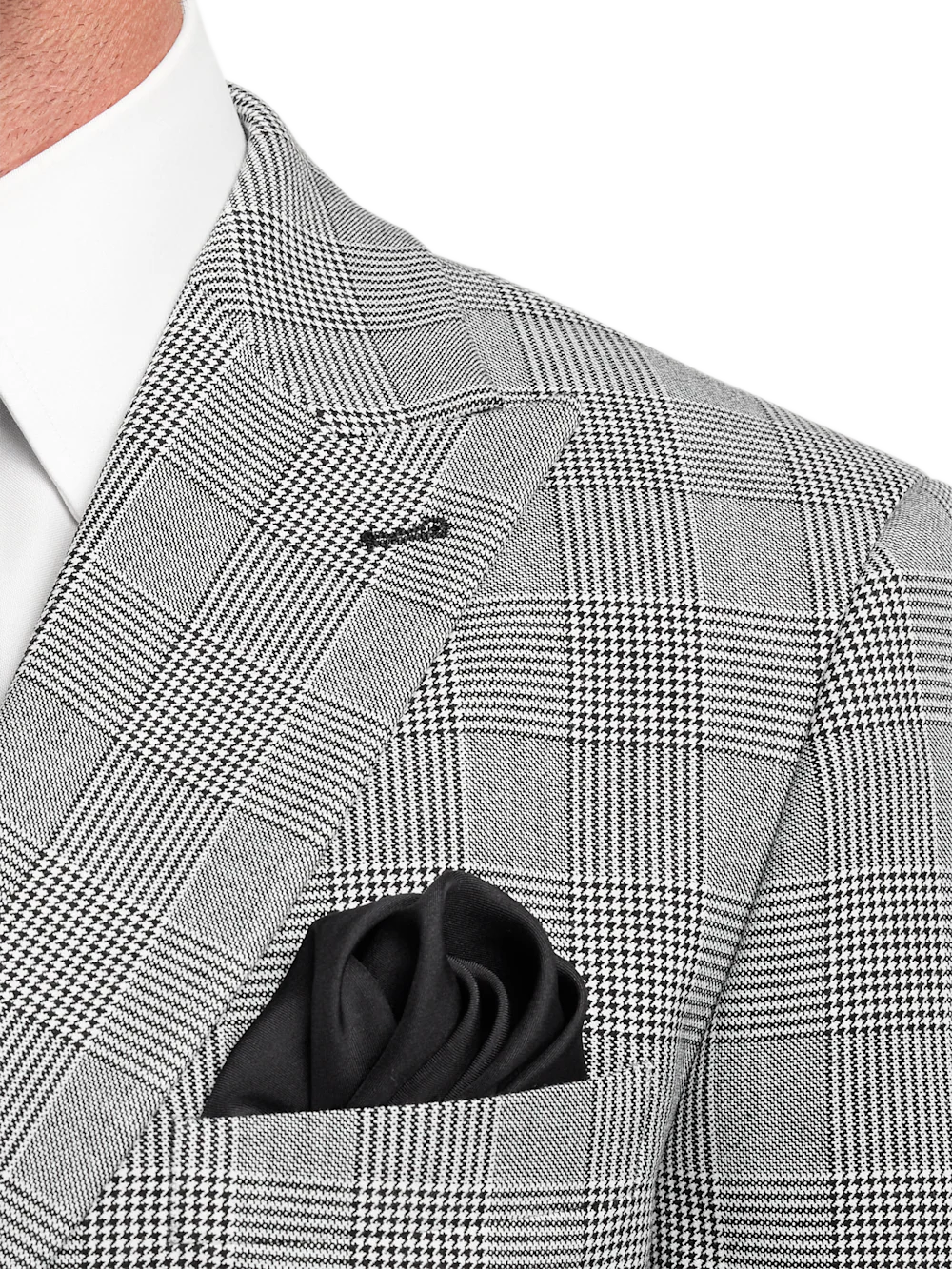 Black/White Plaid Houndstooth Double Breasted Peak Lapel Suit Jacket - Black/white - Image 6