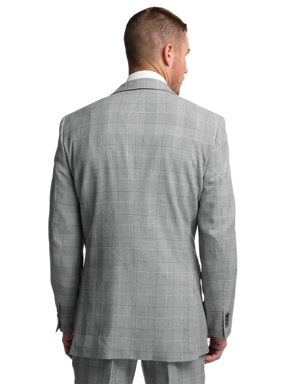 Black/White Plaid Houndstooth Double Breasted Peak Lapel Suit Jacket - Black/white - Image 7