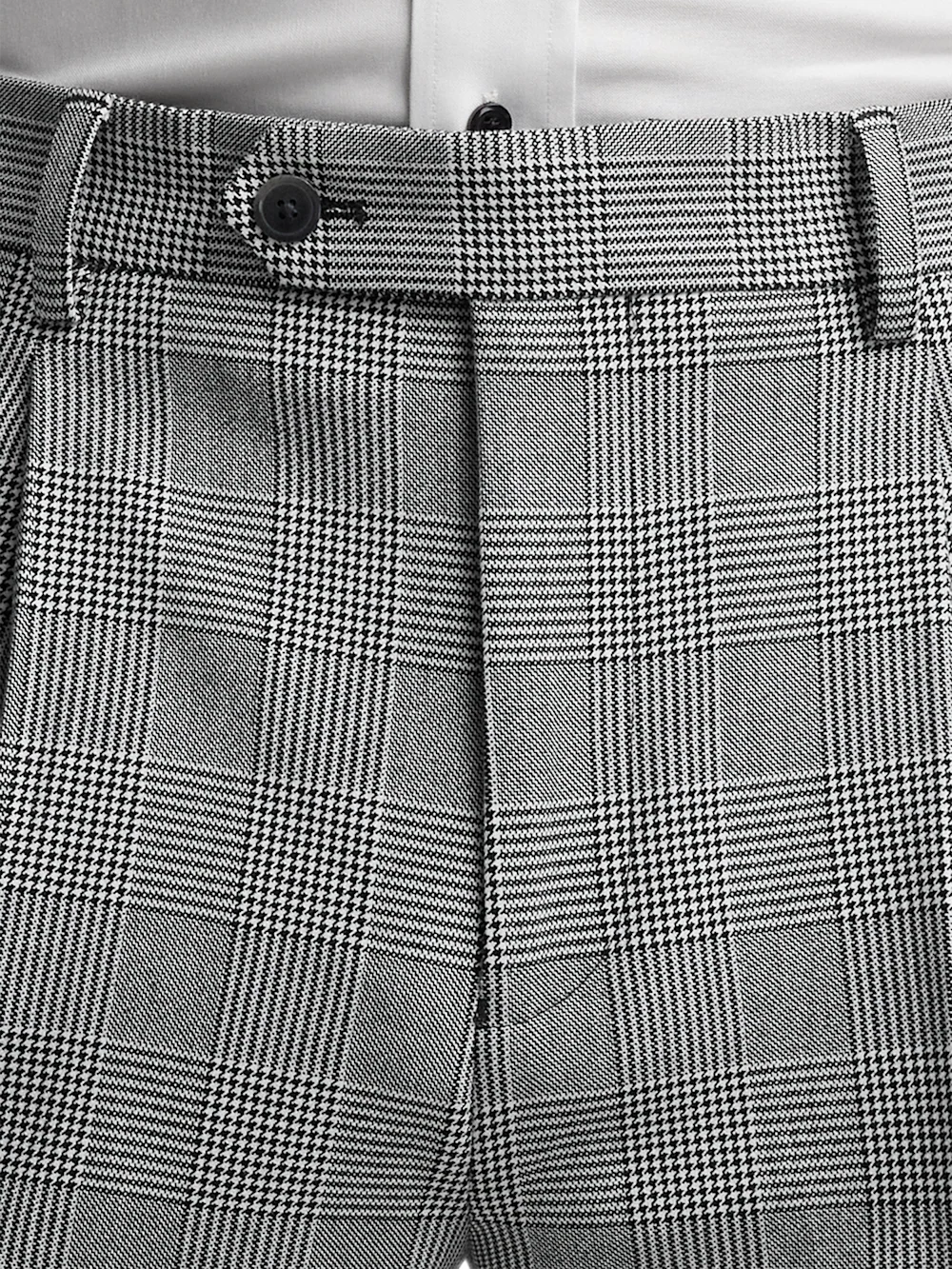 Black/White Plaid Houndstooth Single Pleat Suit Pants - Black/white - Image 4