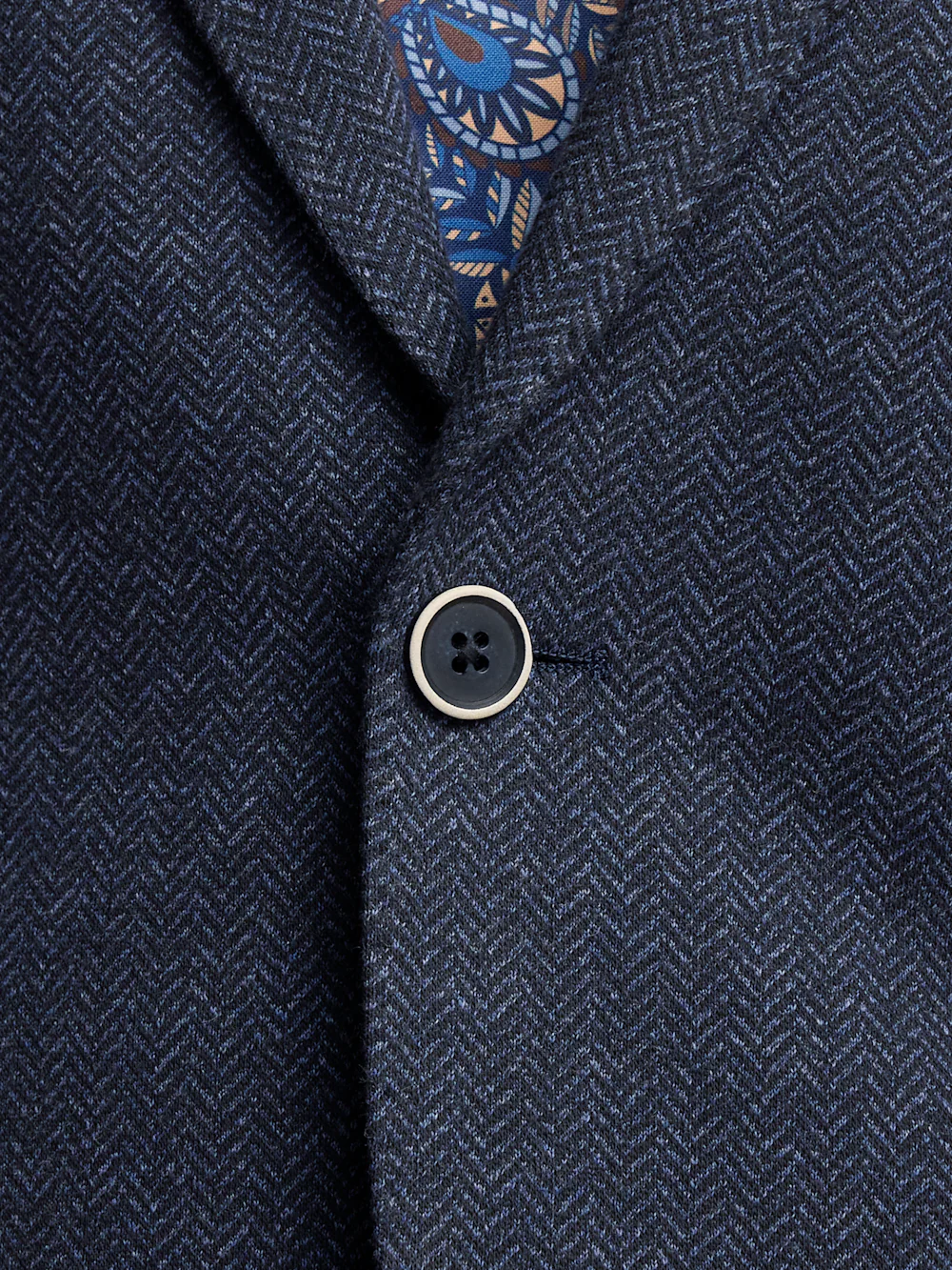 Blue Knit Herringbone Single Breasted Notch Lapel Sport Coat - Blue - Image 6