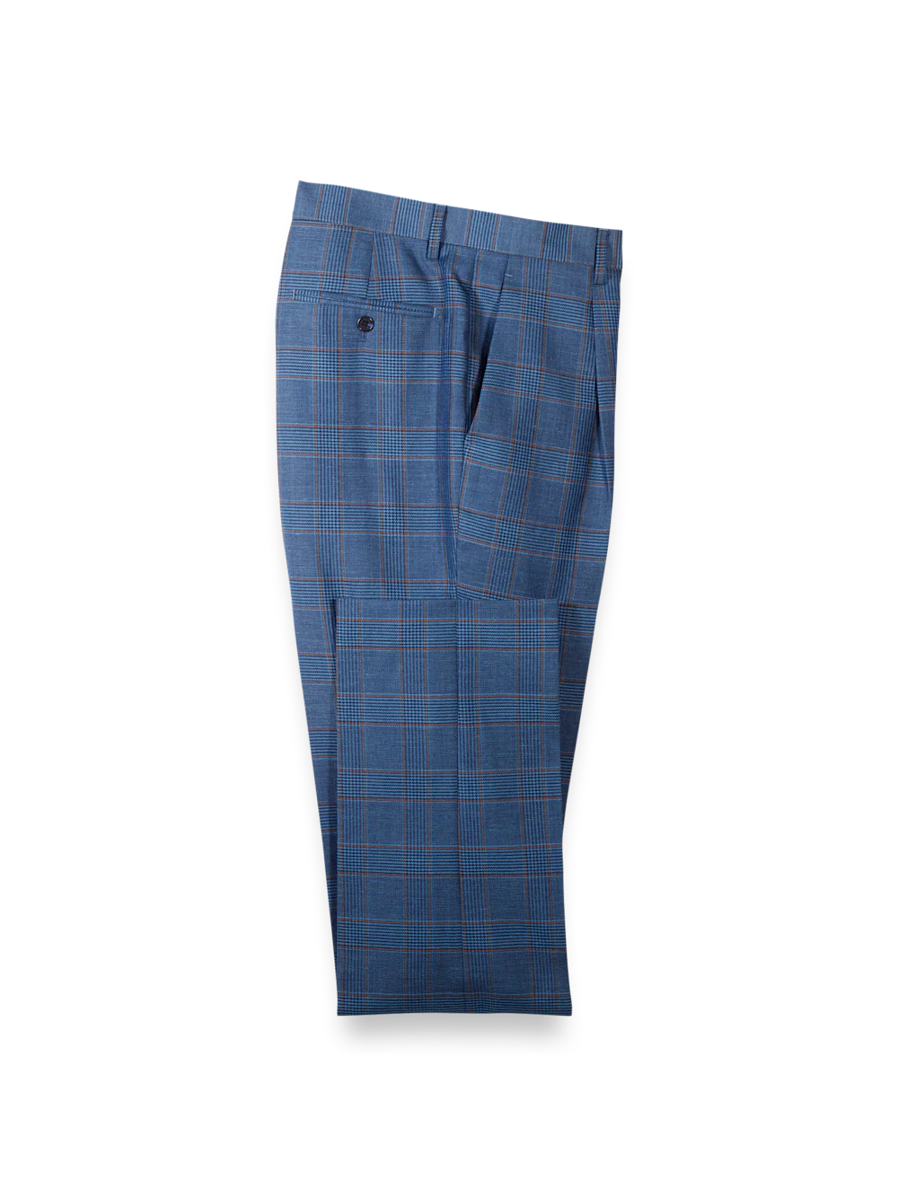 Blue/Tan Wool Blend Plaid Single Breasted Notch Lapel Suit - Blue/tan - Image 9