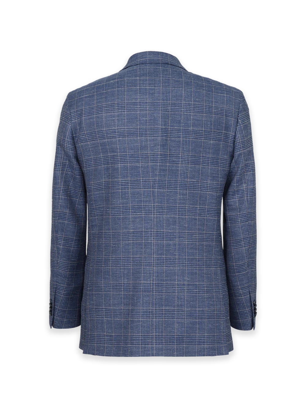 Blue Wool Blend Plaid Single Breasted Notch Lapel Suit Jacket - Blue - Image 2