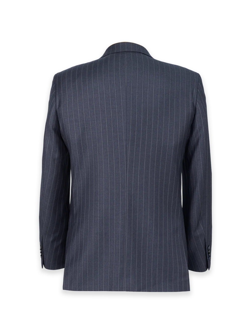 Blue Wool Stripe Single Breasted Notch Lapel Suit Jacket - Slate Blue - Image 2