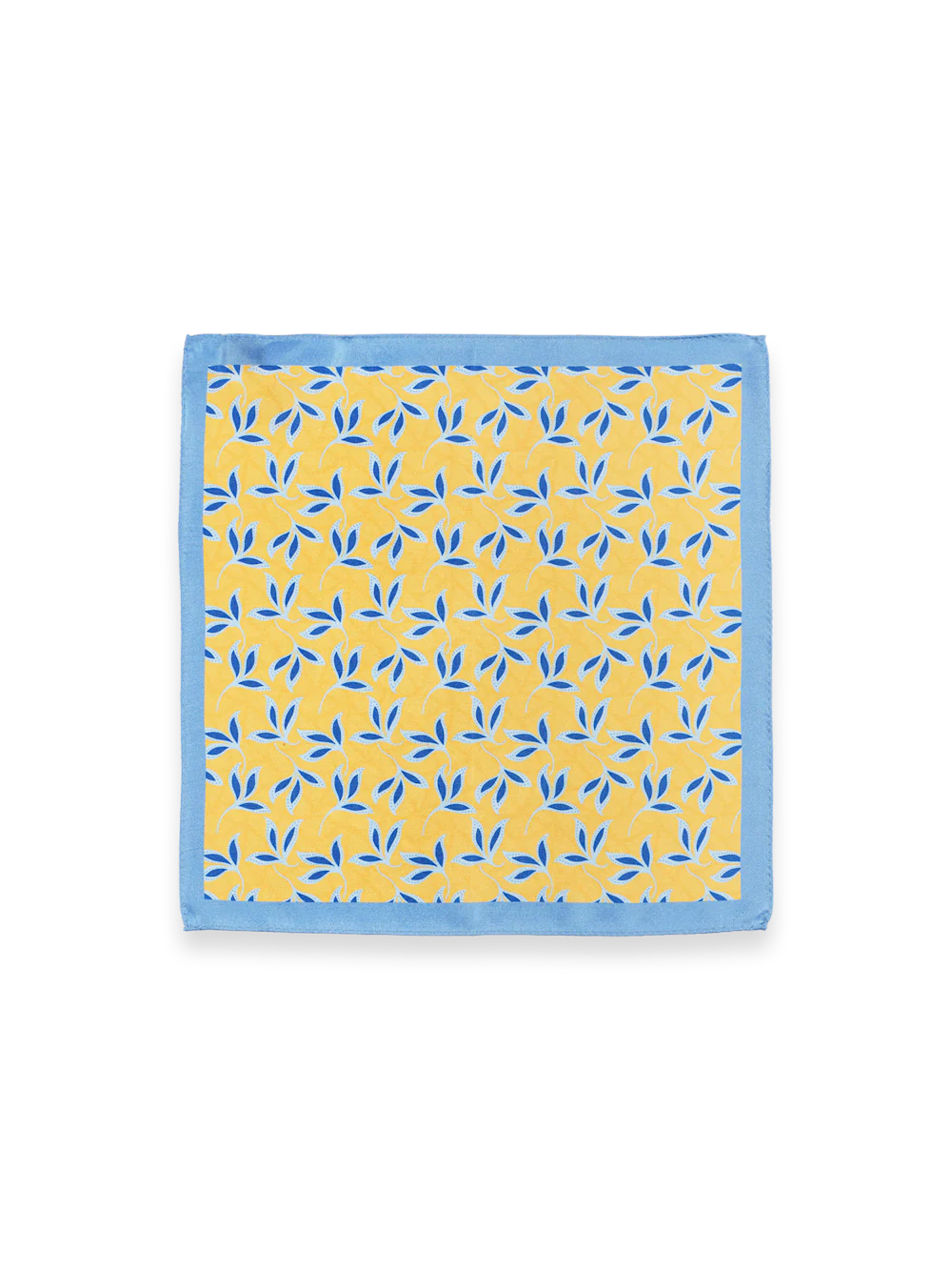 Botanical Silk Pocket Square - Yellow/blue - Image 2