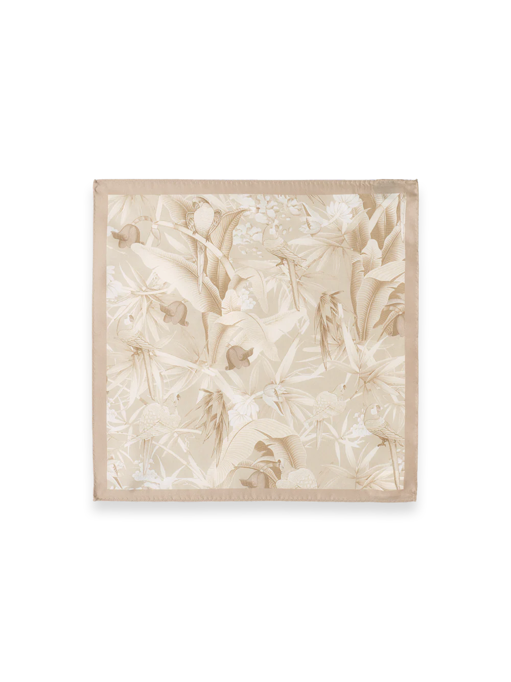 Botanical Silk Pocket Square - Tan - Image 2