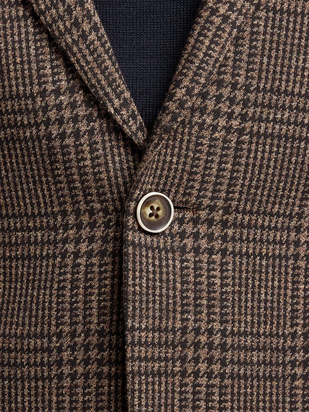Brown Knit Plaid Single Breasted Notch Lapel Sport Coat - Brown - Image 6