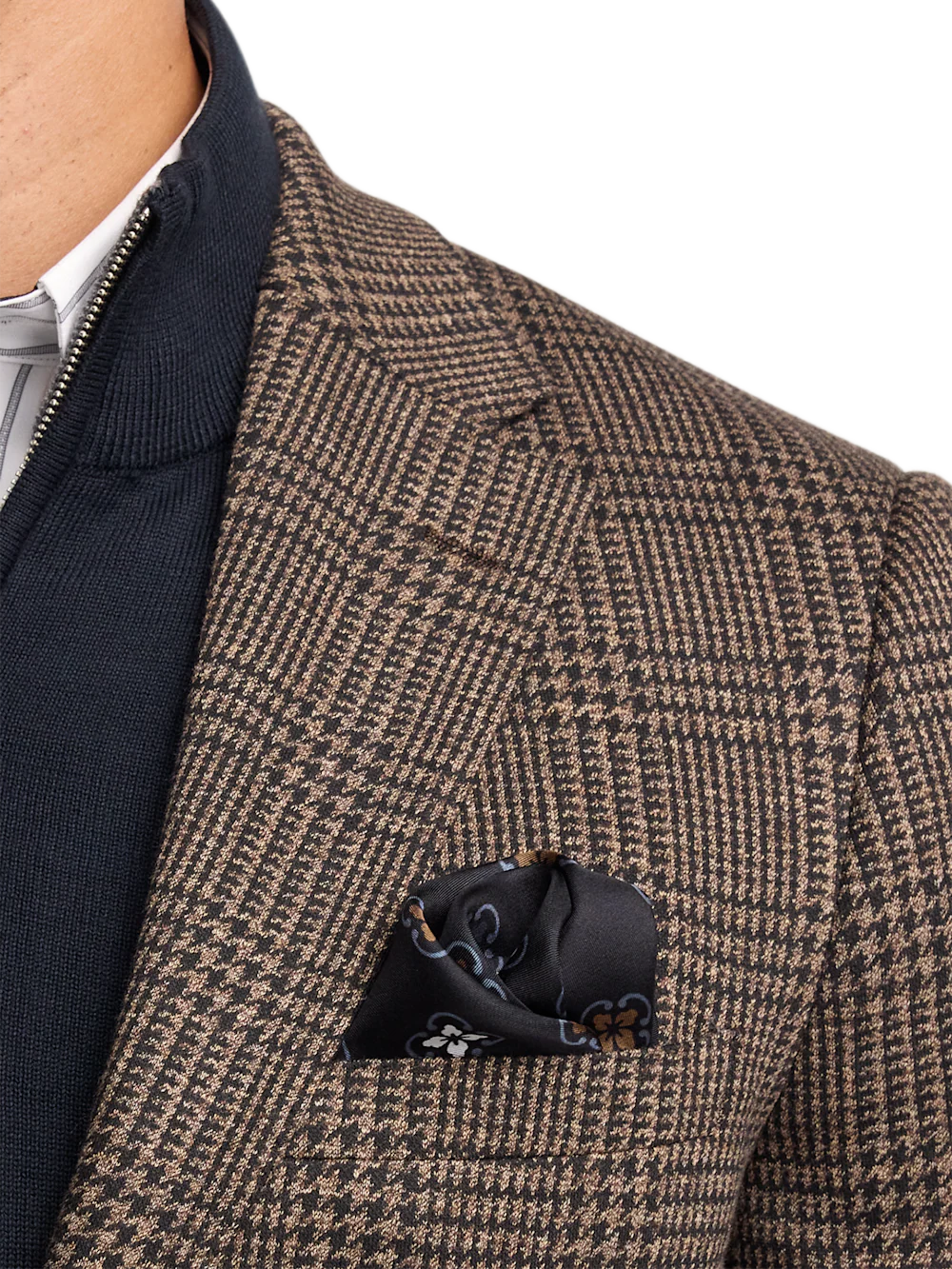 Brown Knit Plaid Single Breasted Notch Lapel Sport Coat - Brown - Image 7
