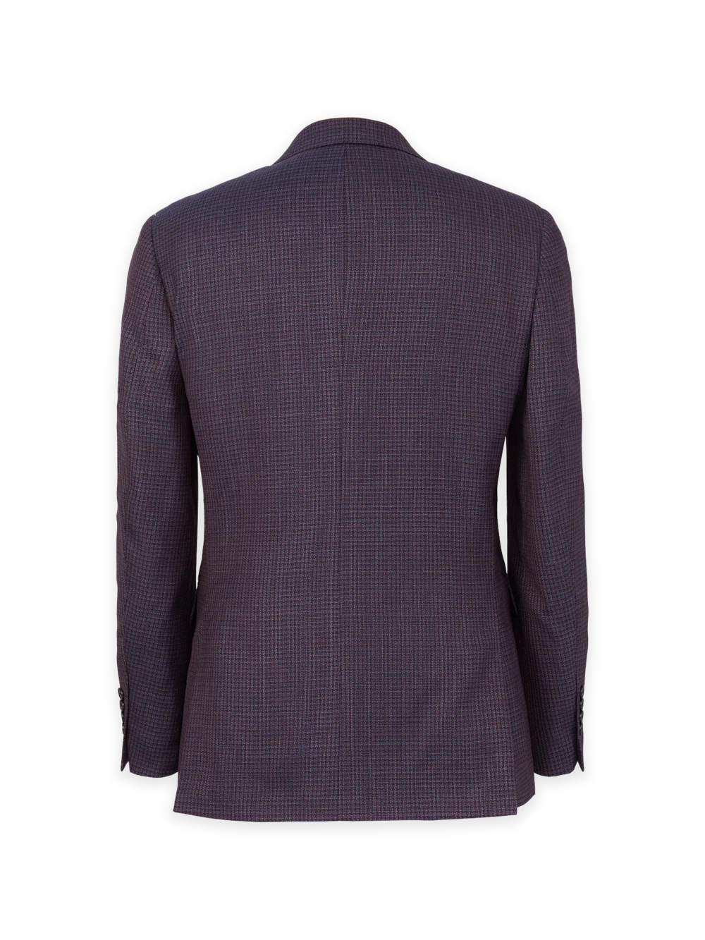 Burgundy Wool Check Single Breasted Notch Lapel Sport Coat - Burgundy - Image 2