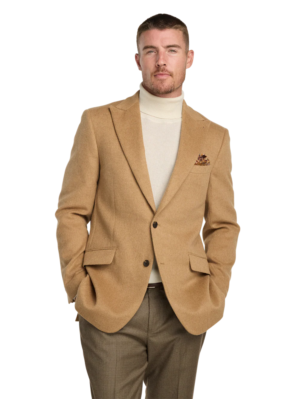 Camelhair Single Breasted Peak Lapel Sport Coat - Camel - Image 2