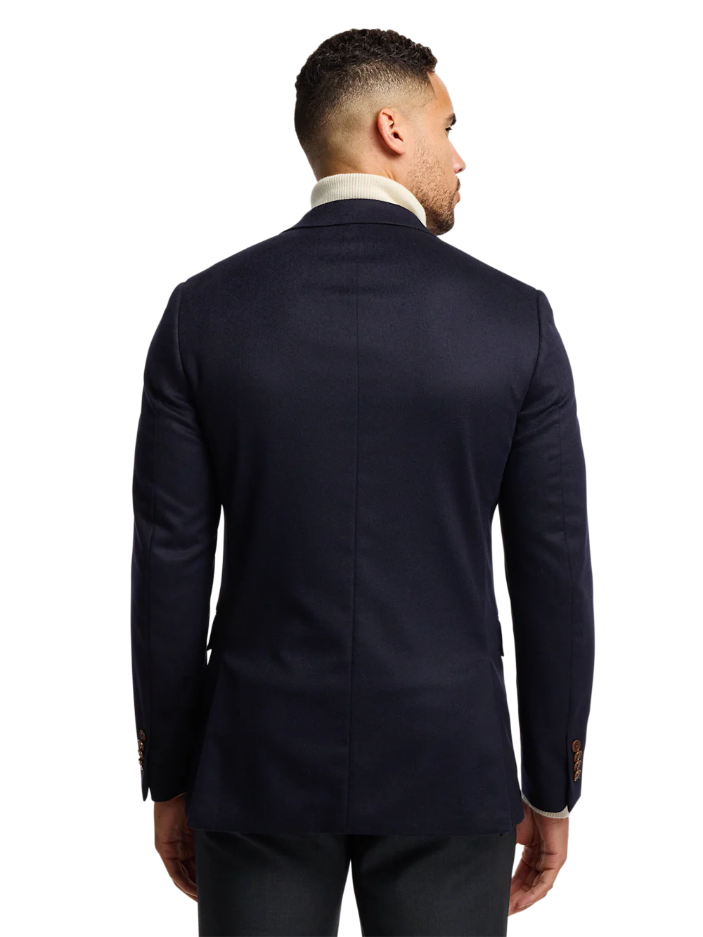 Cashmere Single Breasted Notch Lapel Sport Coat - Navy - Image 8