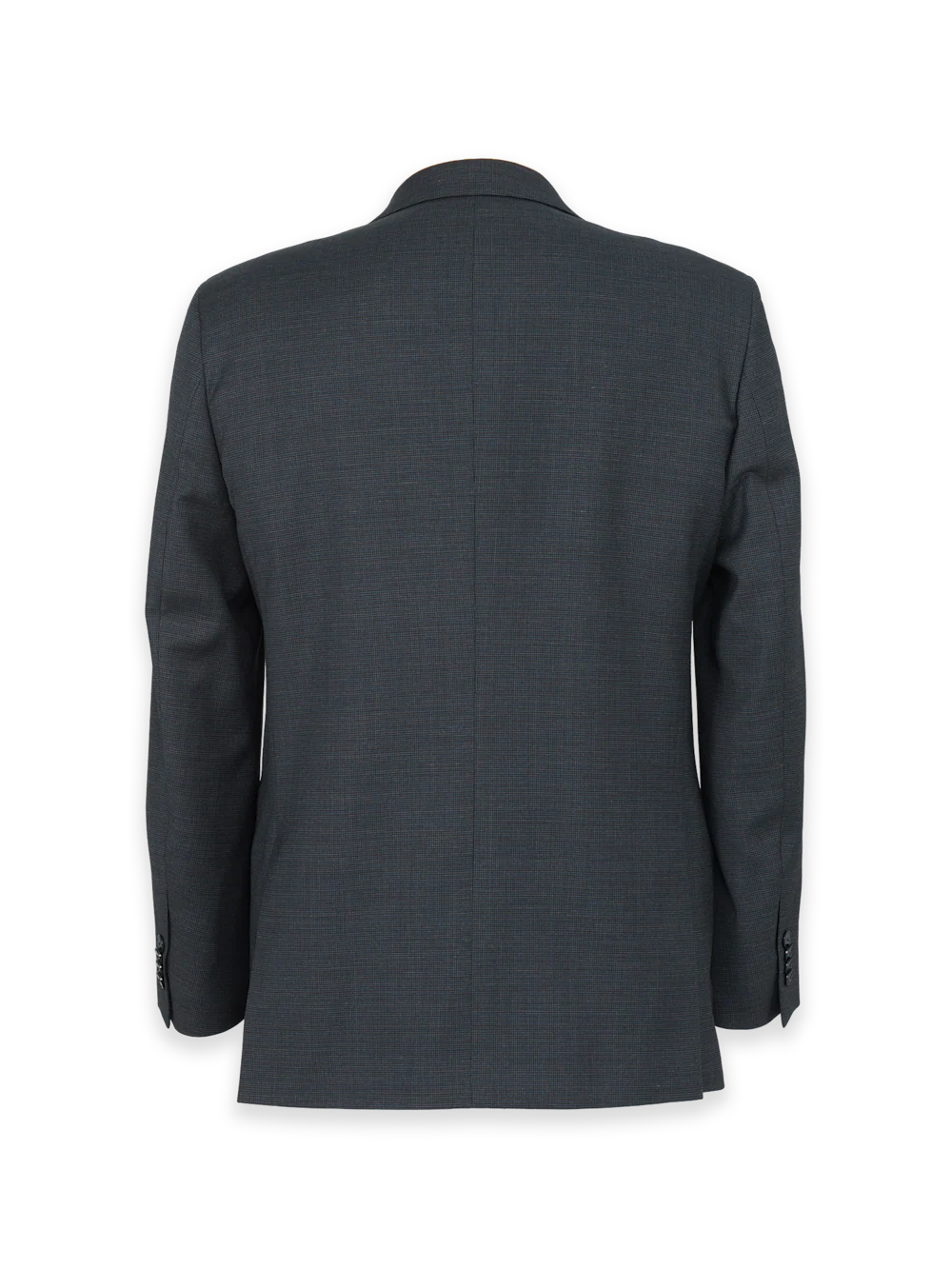 Charcoal/Blue Wool Blend Mini Check Single Breasted Peak Lapel Suit Jacket - Charcoal/blue - Image 2