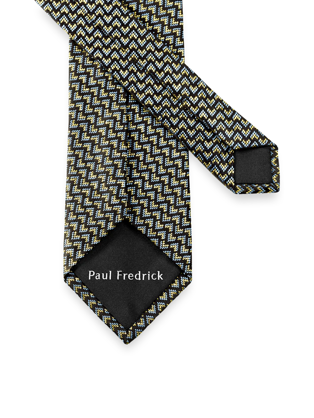 Chevron Lurex Woven Silk Tie - Blue - Image 3