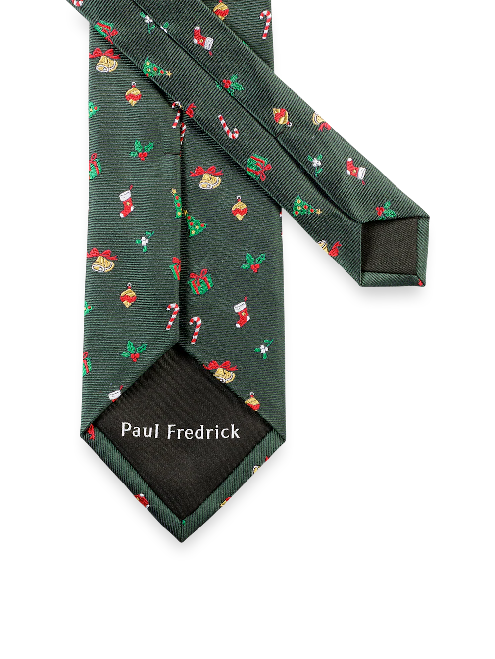 Christmas Motif Woven Silk Tie - Green Multi - Image 3