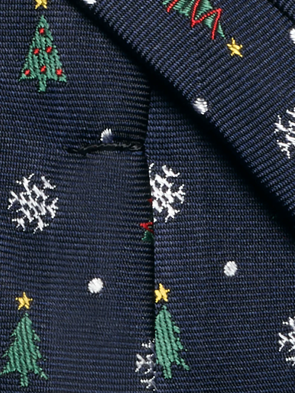 Christmas Motif Woven Silk Tie - Navy Multi - Image 4