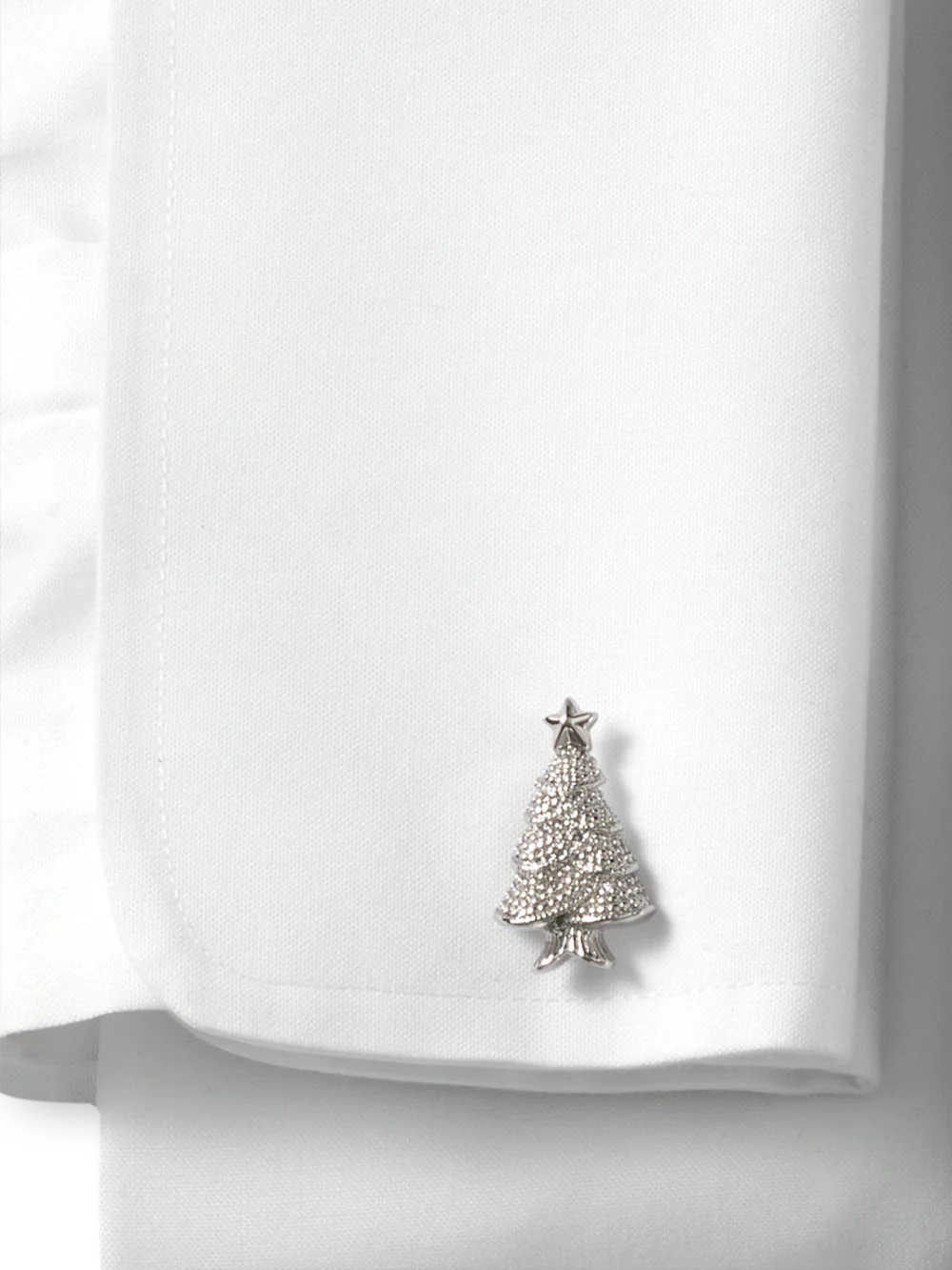 Christmas Tree Cufflink - Silver - Image 2