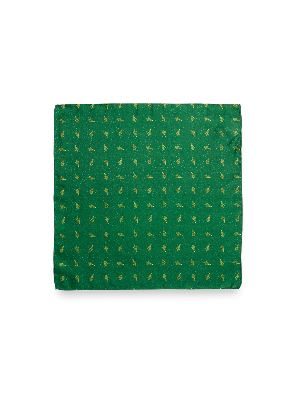 Christmas Tree Motif Silk Pocket Square - Green - Image 2