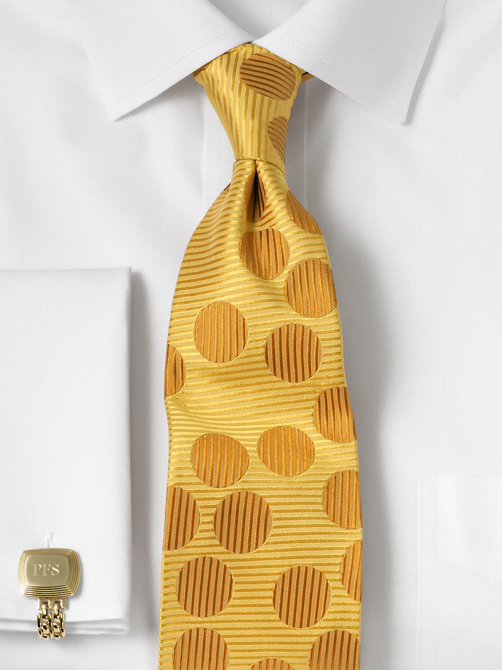 Circles Woven Silk Tie - Yellow - Image 2