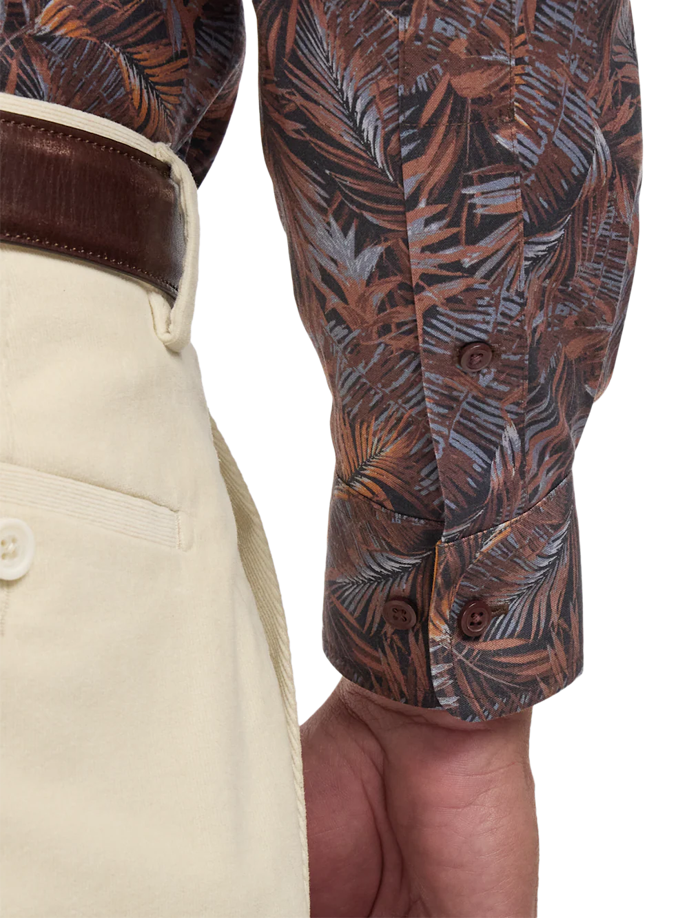 Comfort Stretch Non-Iron Botanical Dress Shirt With Contrast Trim - Multi - Image 4