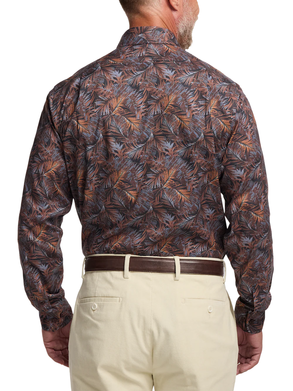 Comfort Stretch Non-Iron Botanical Dress Shirt With Contrast Trim - Multi - Image 5