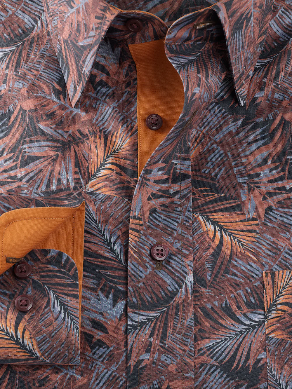 Comfort Stretch Non-Iron Botanical Dress Shirt With Contrast Trim - Multi - Image 6