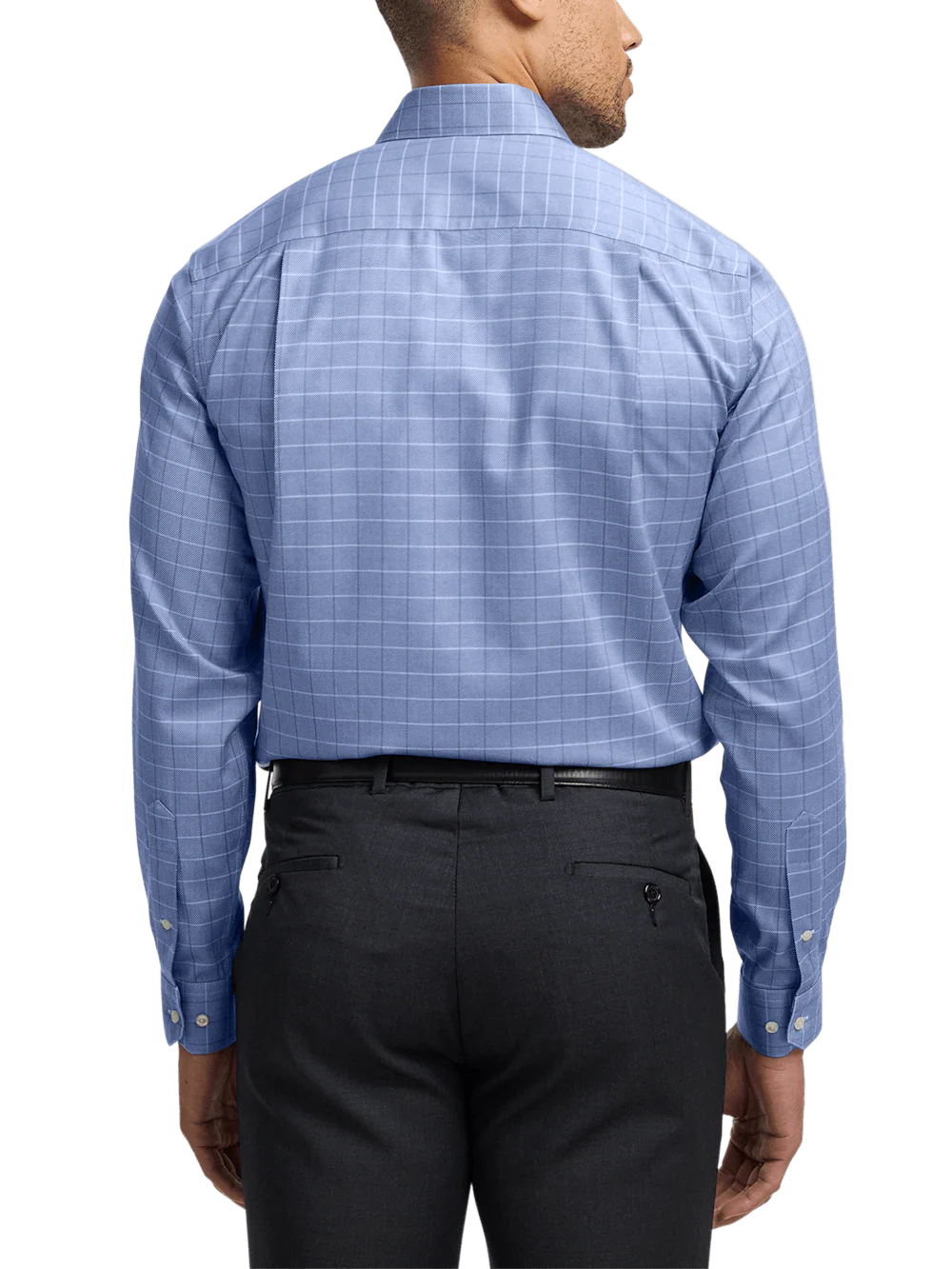 Comfort Stretch Non-Iron Check Dress Shirt - Cobalt - Image 5