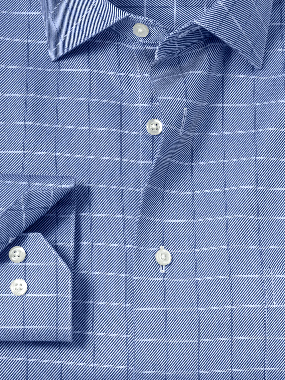 Comfort Stretch Non-Iron Check Dress Shirt - Cobalt - Image 6