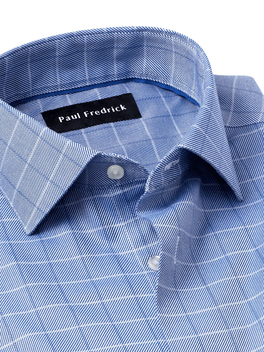 Comfort Stretch Non-Iron Check Dress Shirt - Cobalt - Image 7