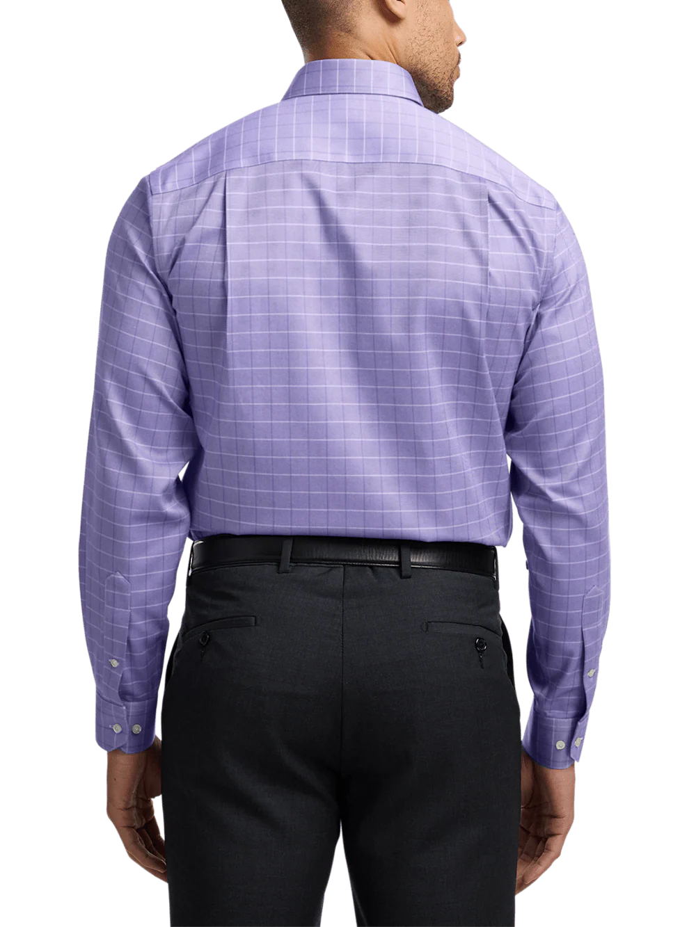 Comfort Stretch Non-Iron Check Dress Shirt - Purple - Image 5