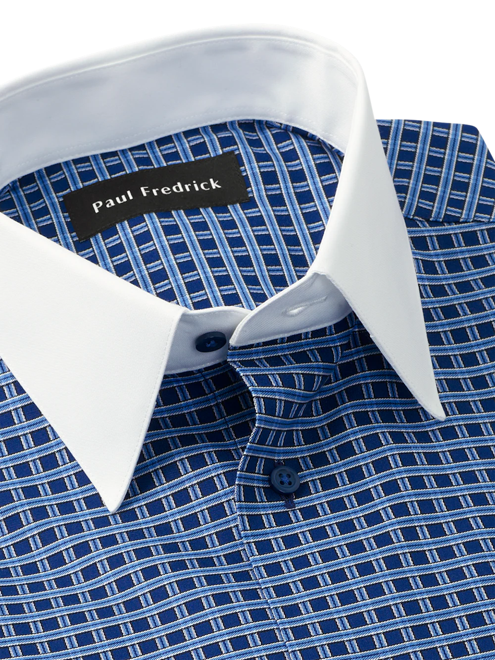 Comfort Stretch Non-Iron Check Dress Shirt - Navy - Image 7