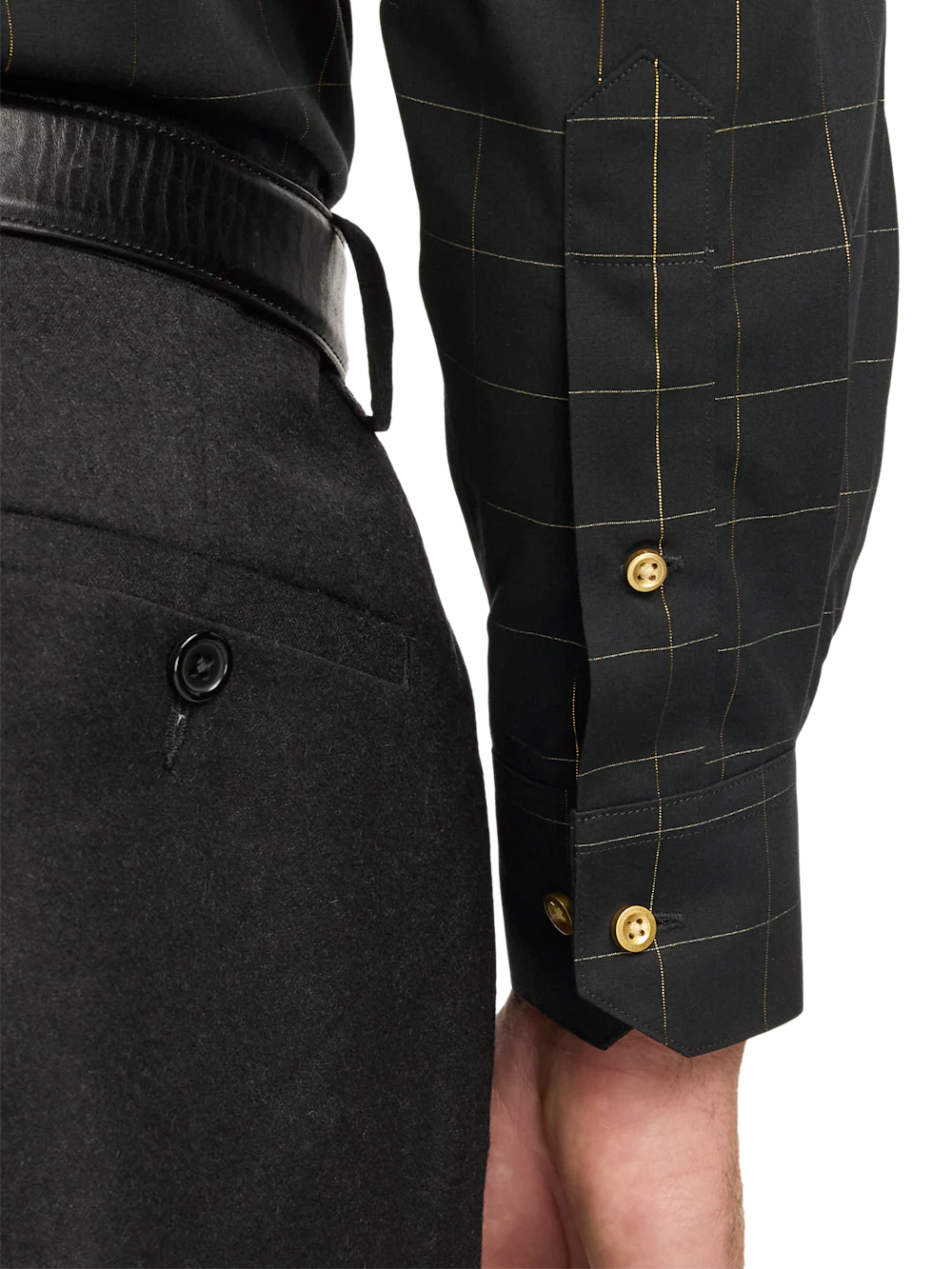Comfort Stretch Non-Iron Check Dress Shirt - Black - Image 4