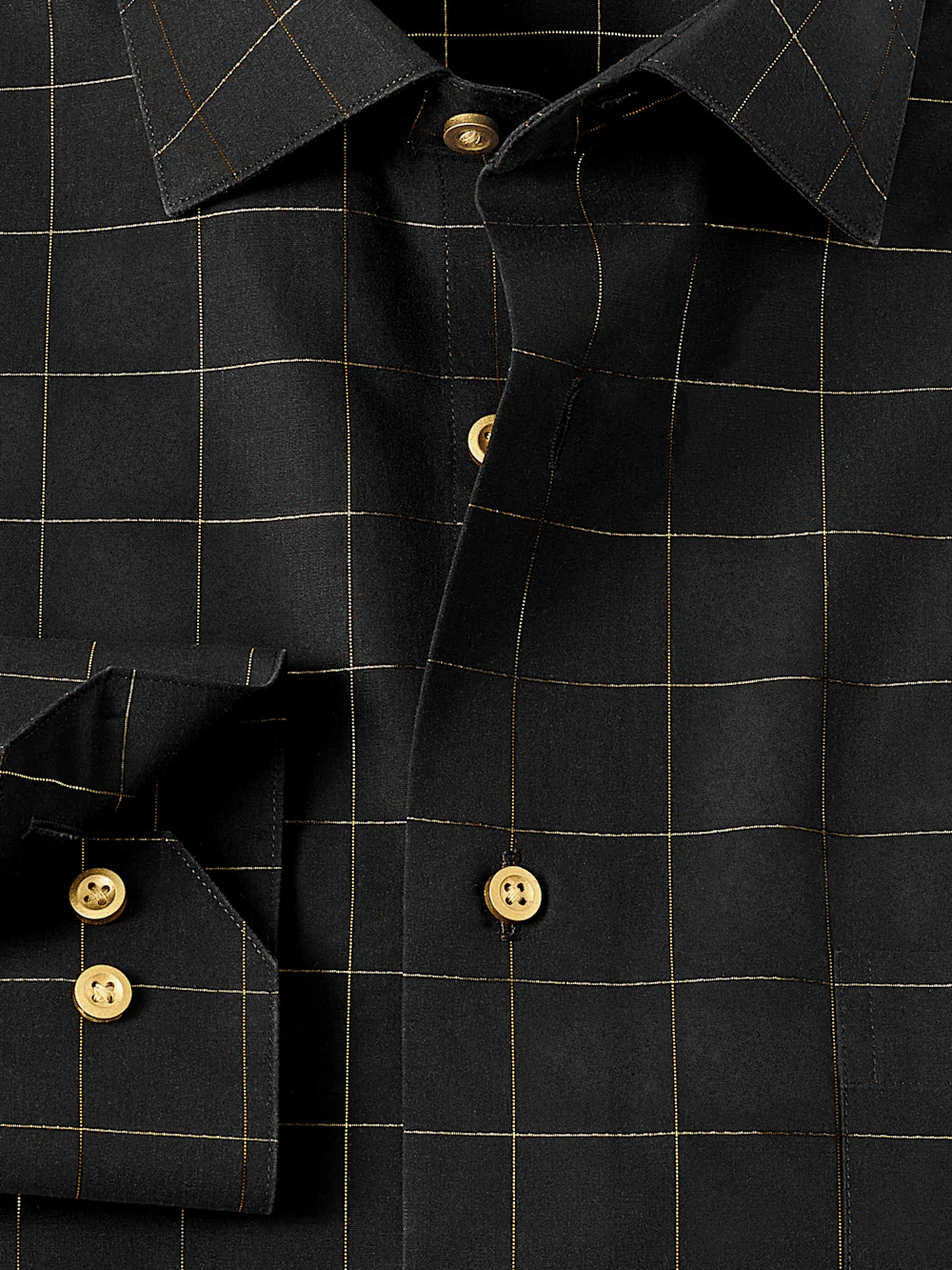 Comfort Stretch Non-Iron Check Dress Shirt - Black - Image 6