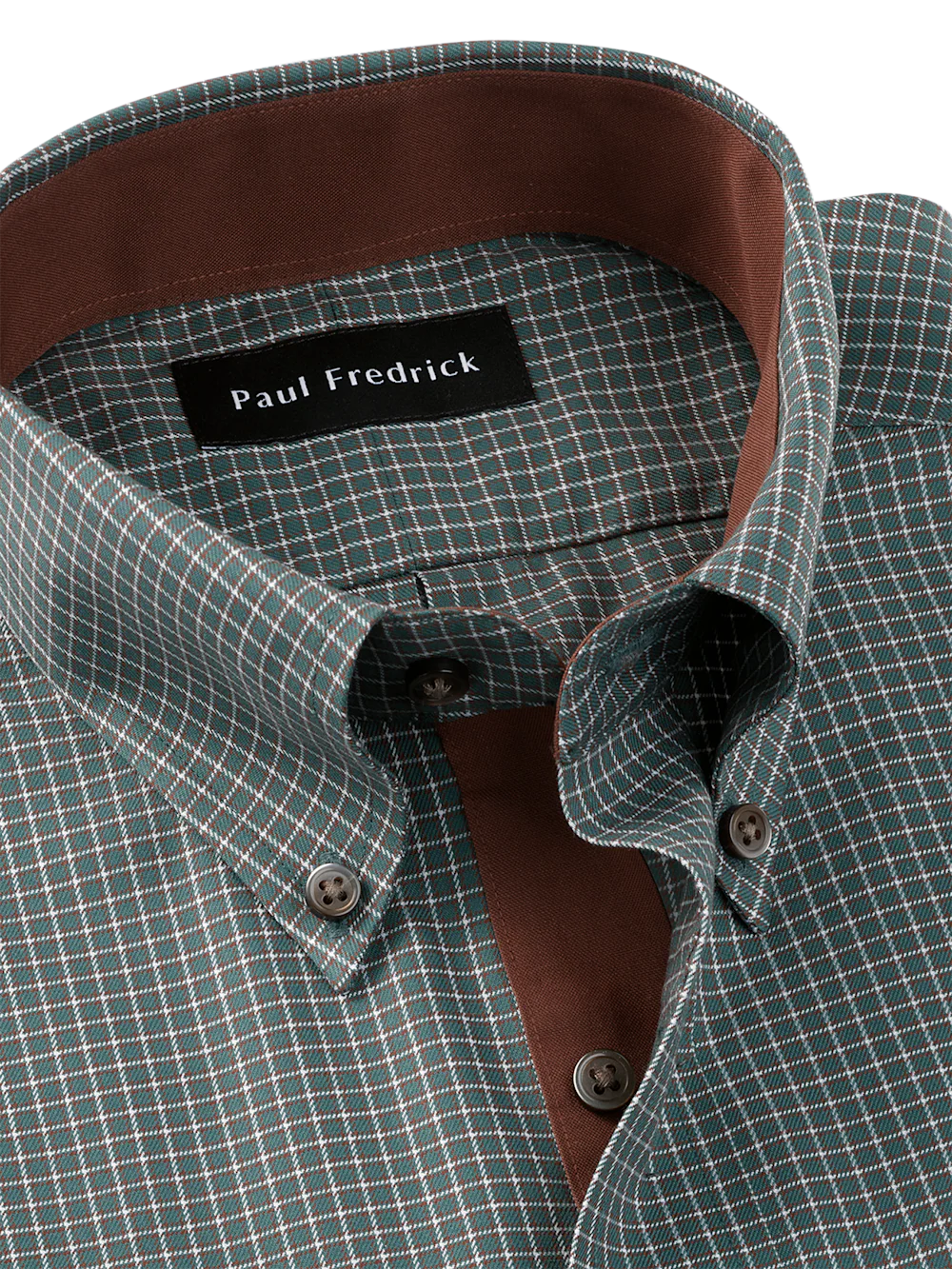Comfort Stretch Non-Iron Check Dress Shirt With Contrast Trim - Pine Green - Image 7