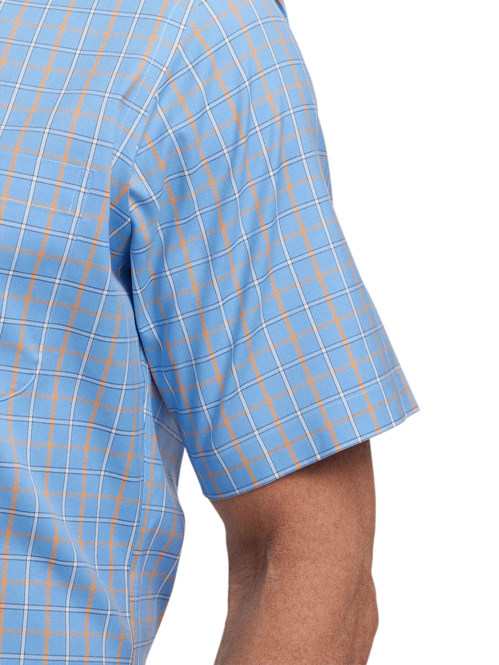 Comfort Stretch Non-Iron Check Dress Shirt With Contrast Trim - Blue/melon - Image 4