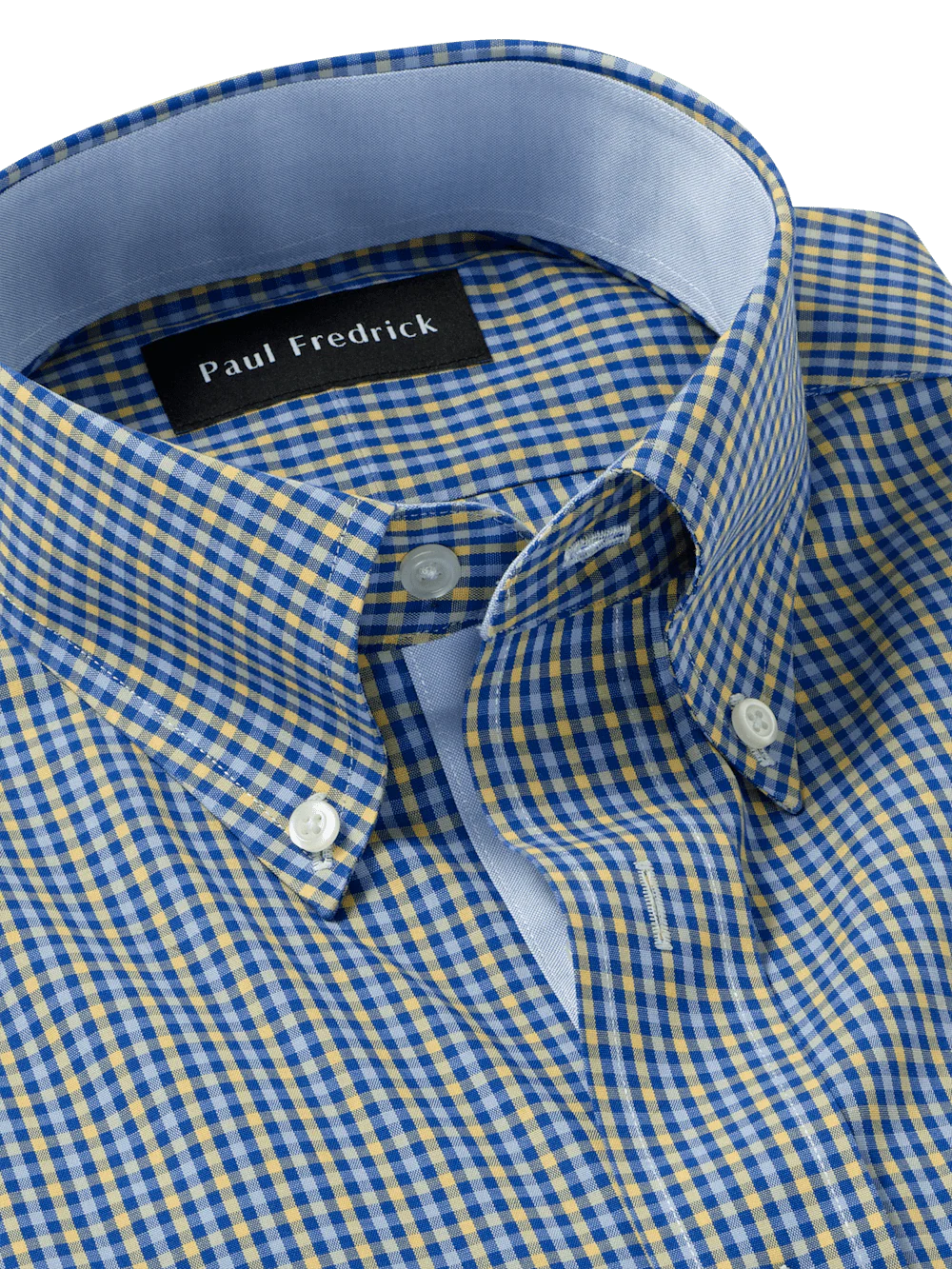 Comfort Stretch Non-Iron Check Dress Shirt With Contrast Trim - Blue/yellow - Image 7
