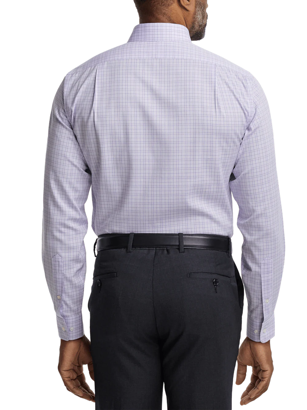 Comfort Stretch Non-Iron Check Dress Shirt With Contrast Trim - Purple - Image 5