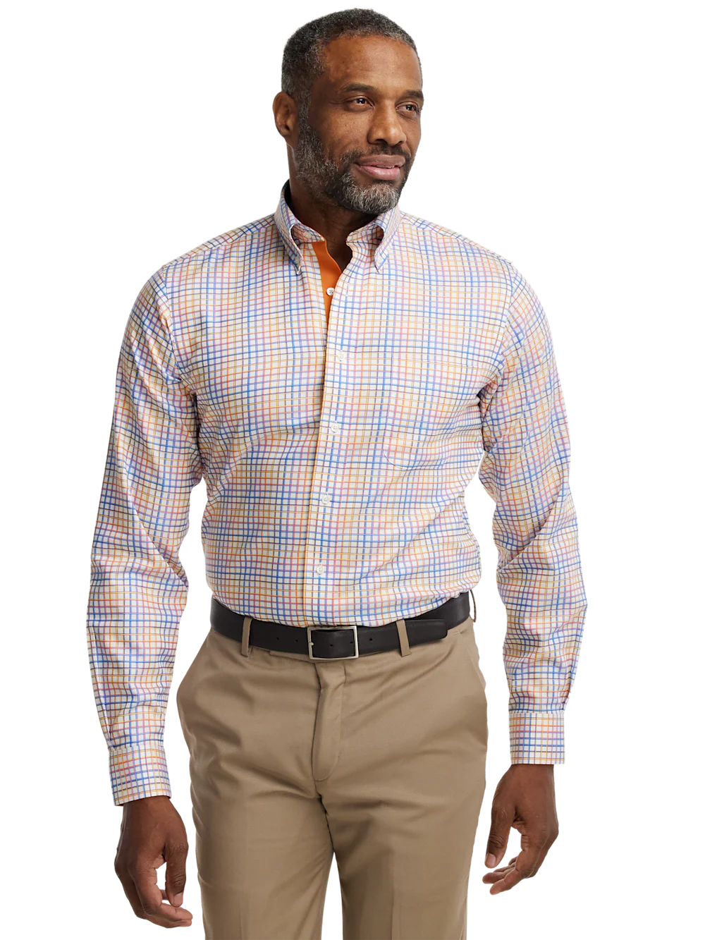 Comfort Stretch Non-Iron Check Dress Shirt With Contrast Trim - Multi - Image 2