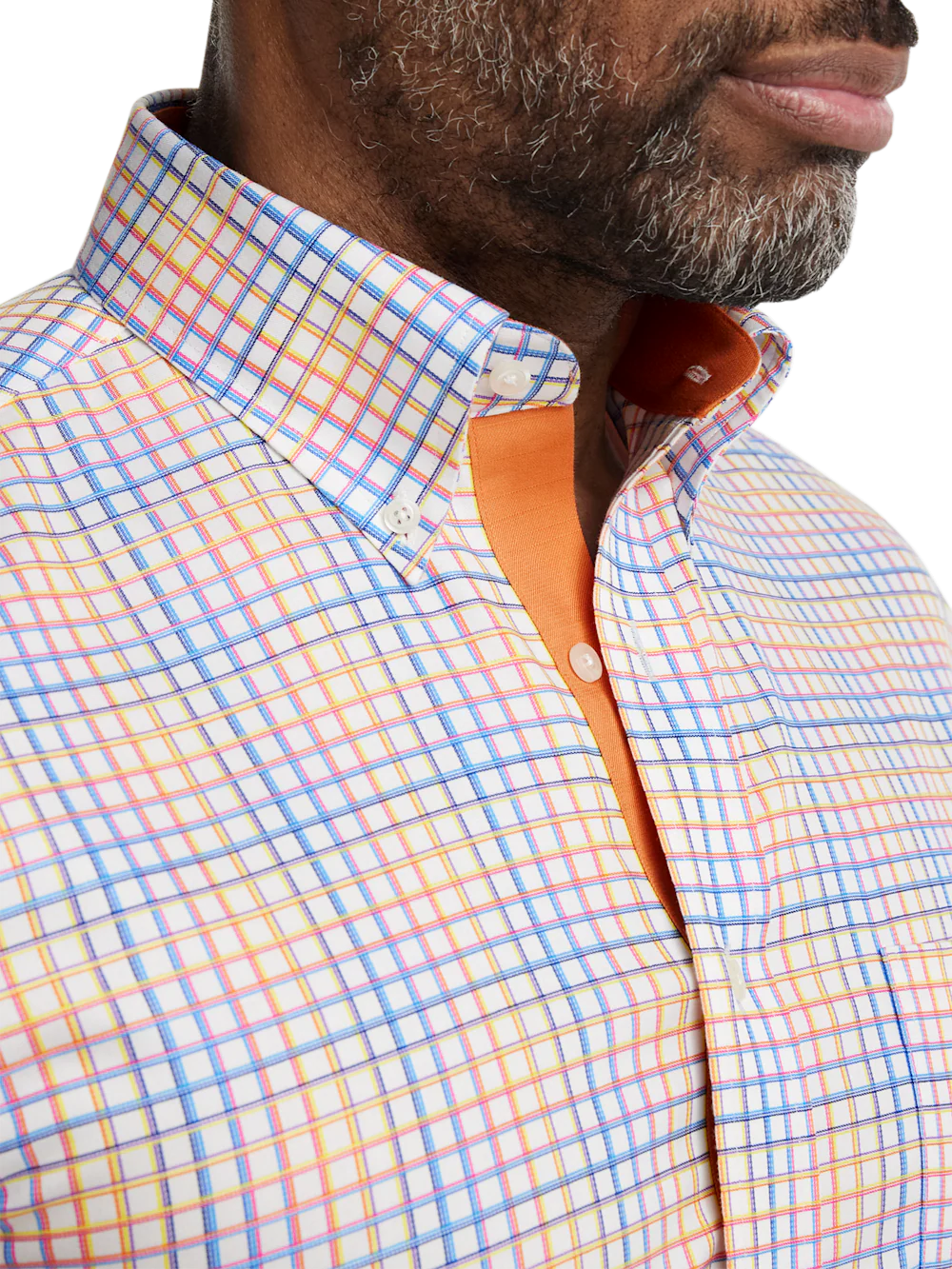 Comfort Stretch Non-Iron Check Dress Shirt With Contrast Trim - Multi - Image 3