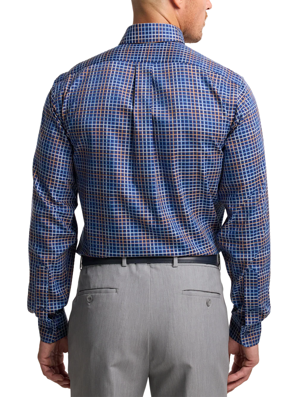Comfort Stretch Non-Iron Check Dress Shirt With Contrast Trim - Navy Multi - Image 5