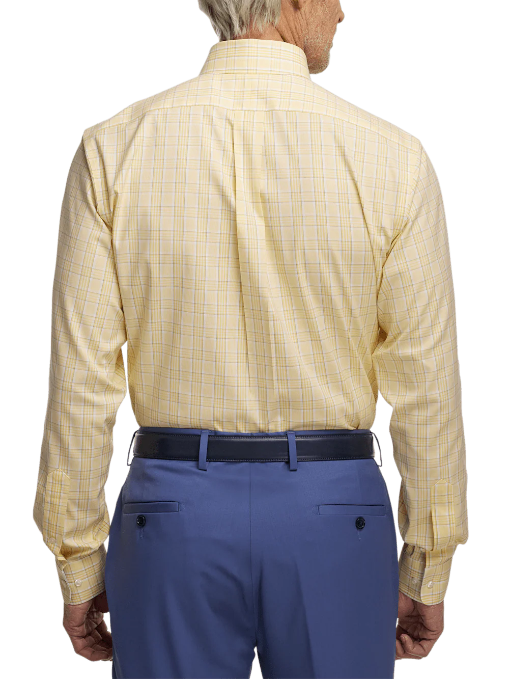 Comfort Stretch Non-Iron Check Dress Shirt With Contrast Trim - Yellow - Image 5