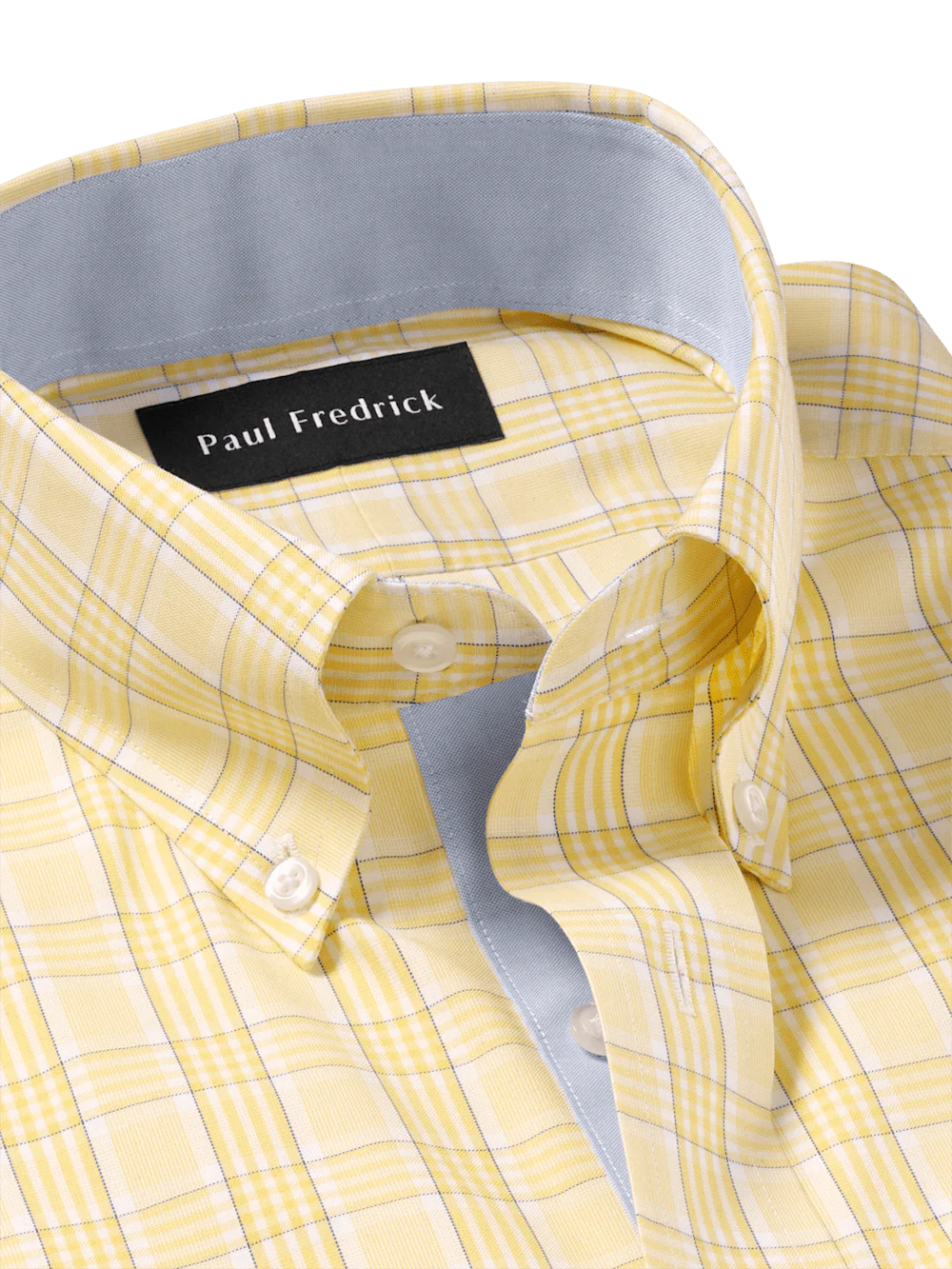 Comfort Stretch Non-Iron Check Dress Shirt With Contrast Trim - Yellow - Image 7