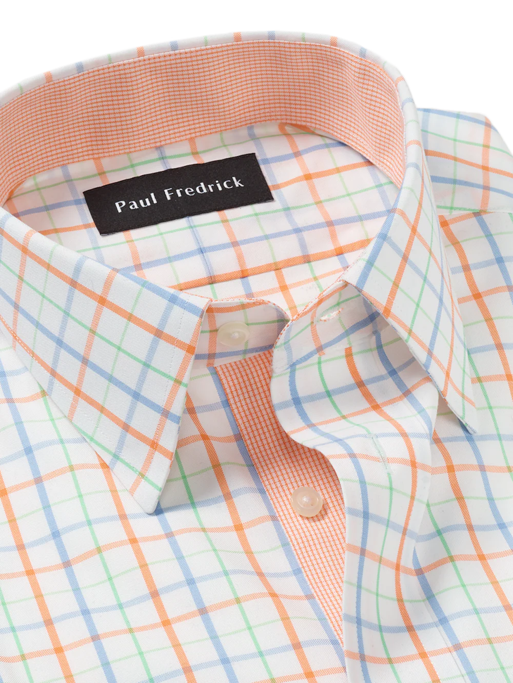 Comfort Stretch Non-Iron Check Dress Shirt With Contrast Trim - Melon/blue - Image 7