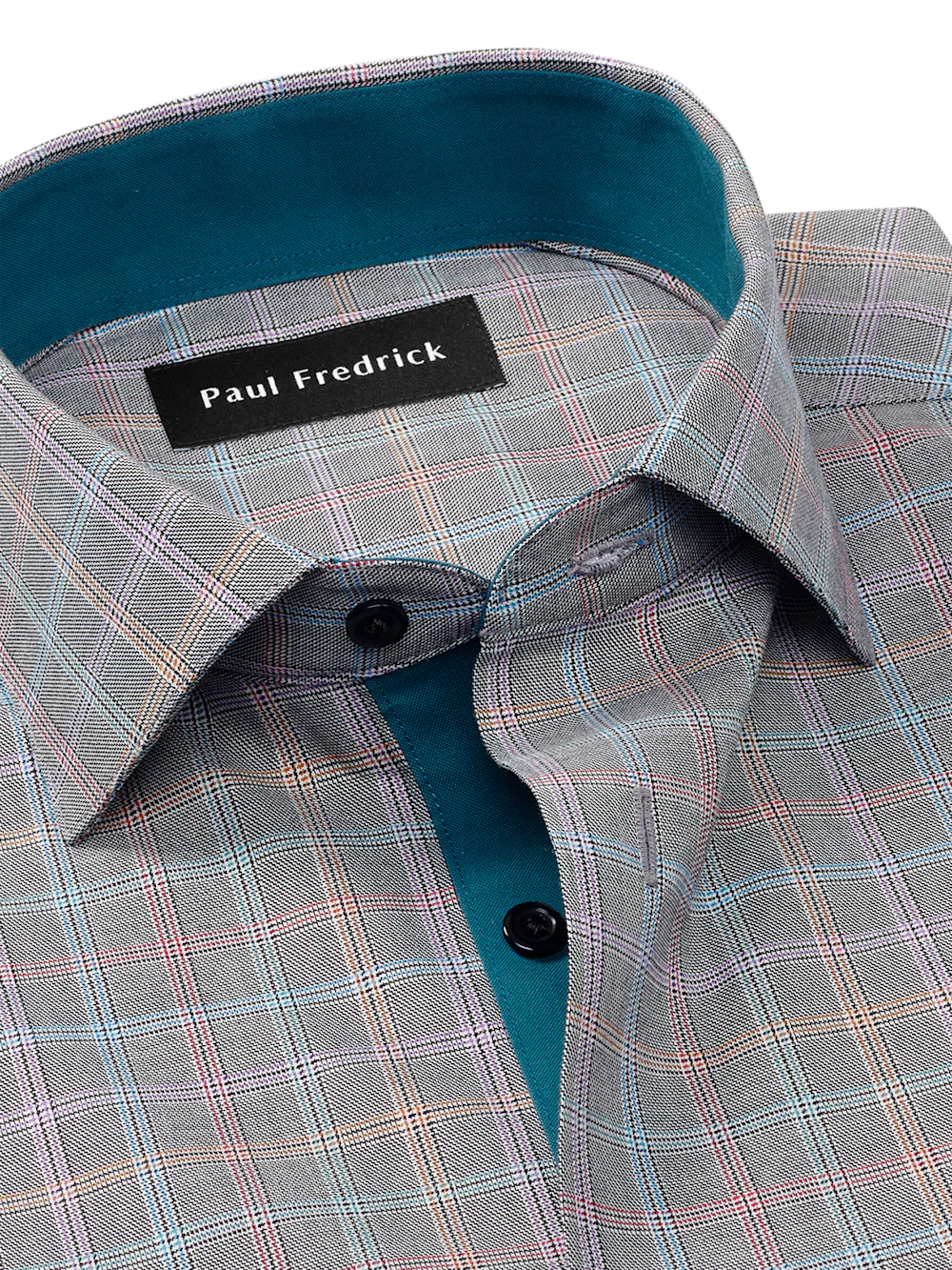 Comfort Stretch Non-Iron Check Dress Shirt With Contrast Trim - Black Multi - Image 7
