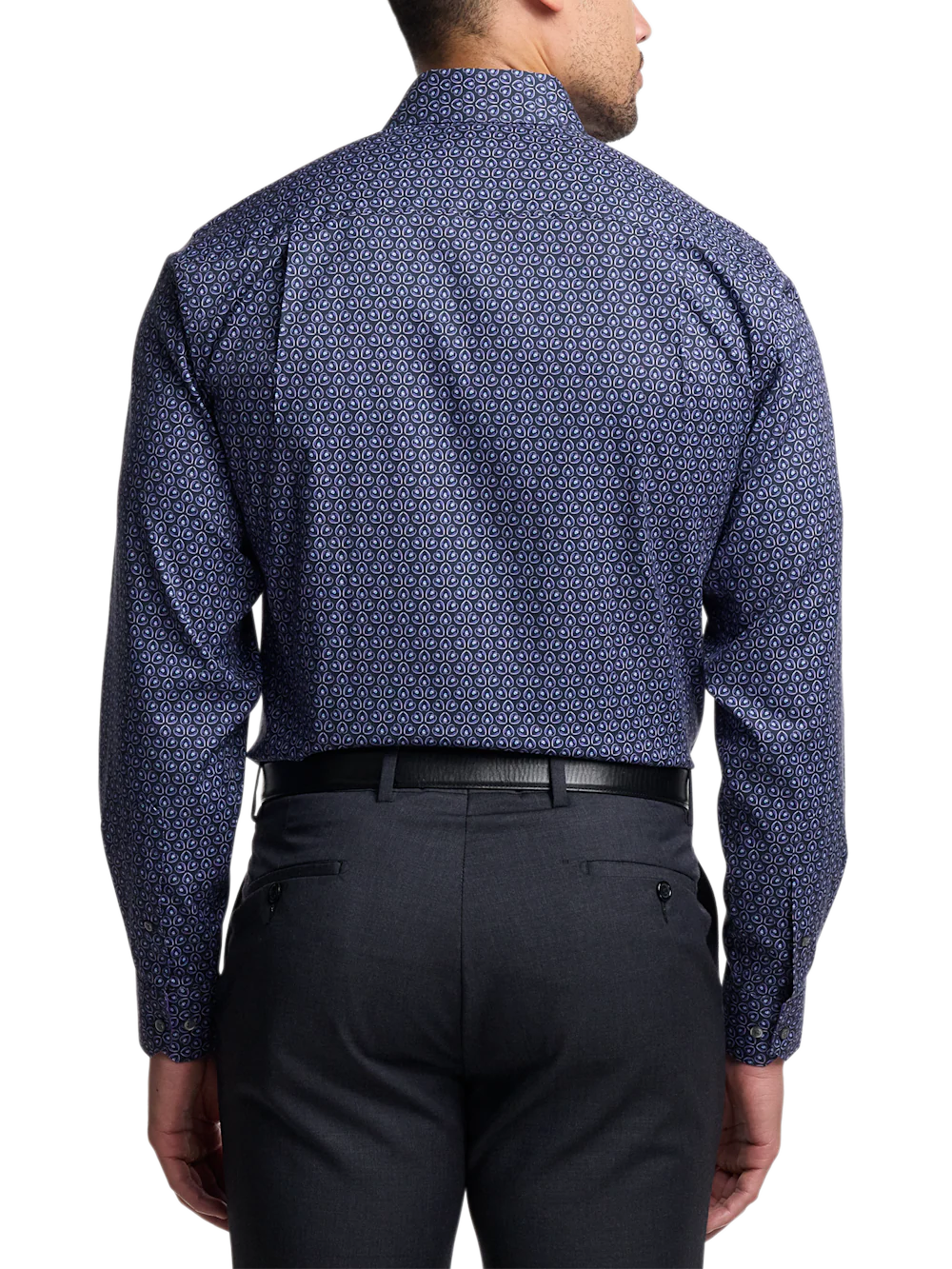 Comfort Stretch Non-Iron Deco Dress Shirt With Contrast Trim - Black/purple - Image 5