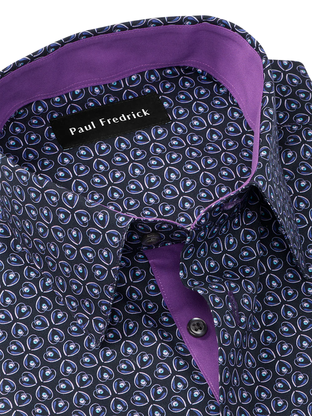 Comfort Stretch Non-Iron Deco Dress Shirt With Contrast Trim - Black/purple - Image 7