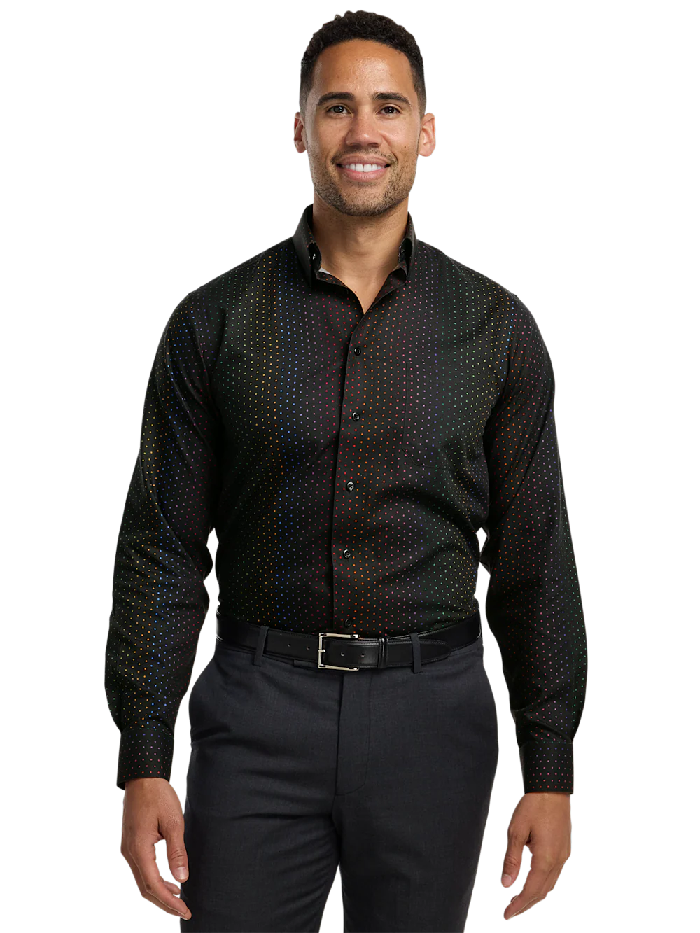 Comfort Stretch Non-Iron Dot Dress Shirt - Multi - Image 2