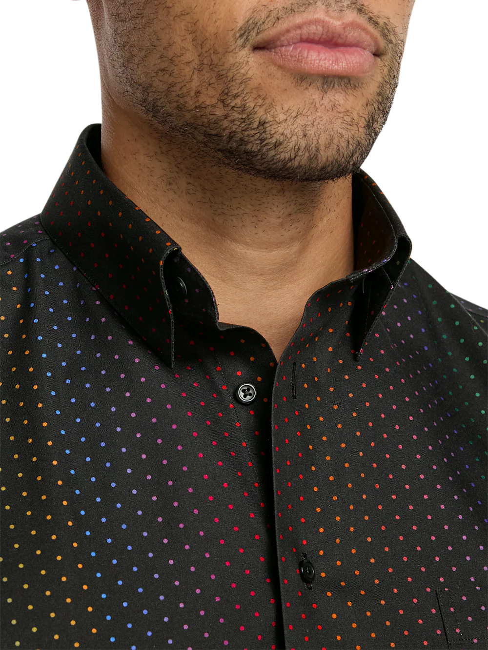 Comfort Stretch Non-Iron Dot Dress Shirt - Multi - Image 3