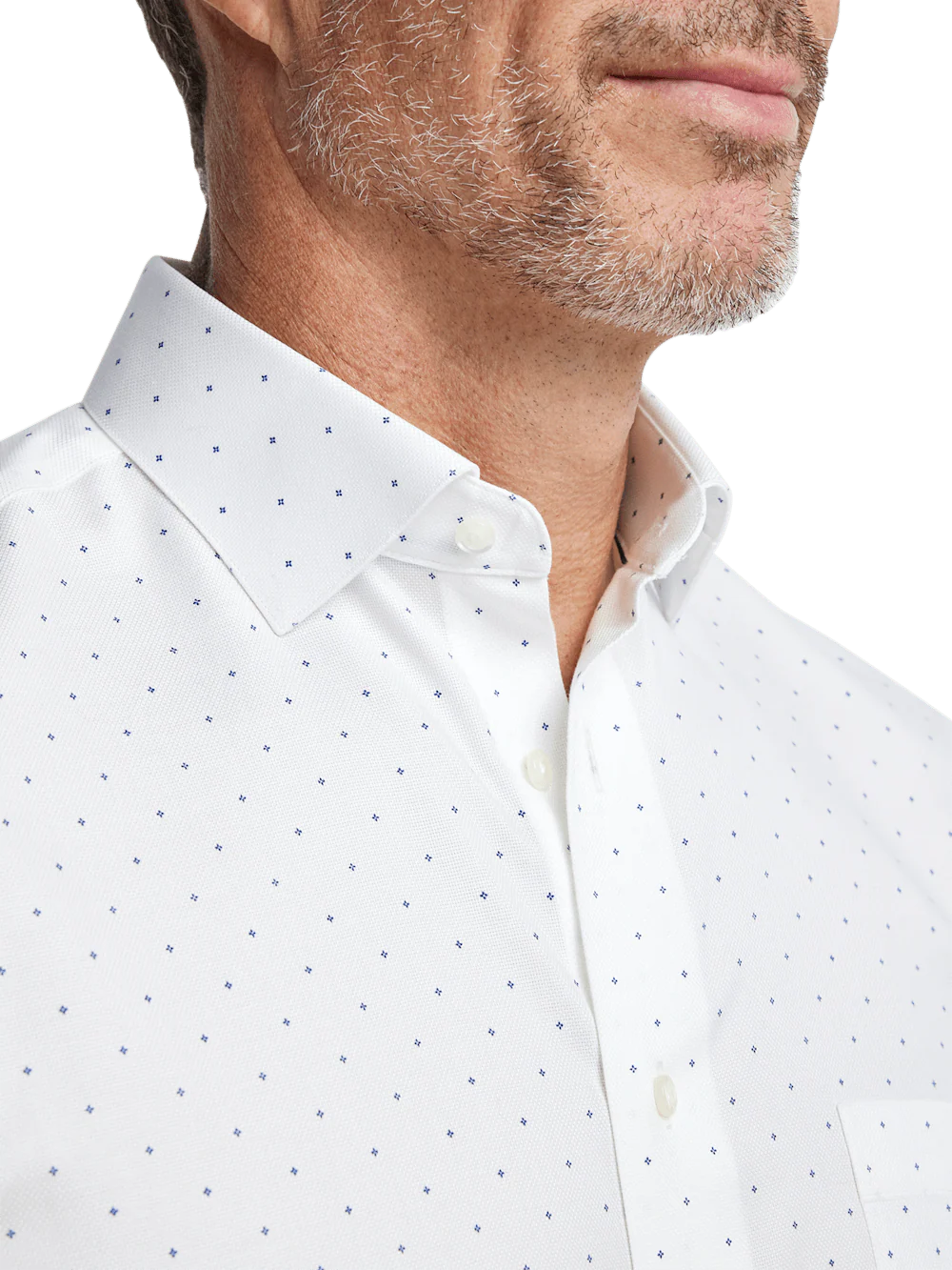 Comfort Stretch Non-Iron Geometric Dress Shirt - White/blue - Image 3